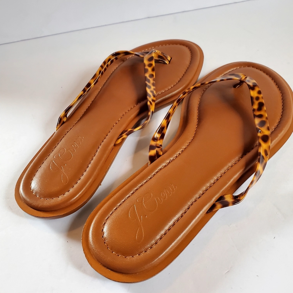 J. Crew Brown Leopard Leather Sandals Size 8.5 - Picture 5 of 5